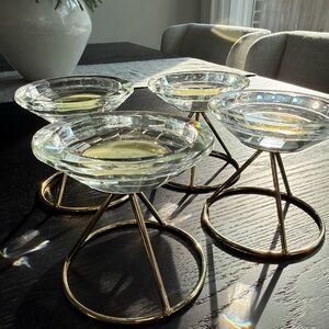 Elegant Glass and Gold Candle Holders Set of 4